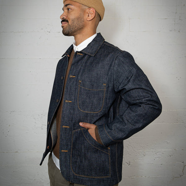 Men's Chore Coat in Kuroki Selvedge Denim